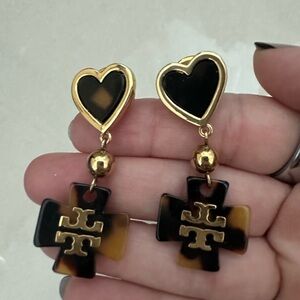Tory Burch Gold and Tortoise Drop Earrings